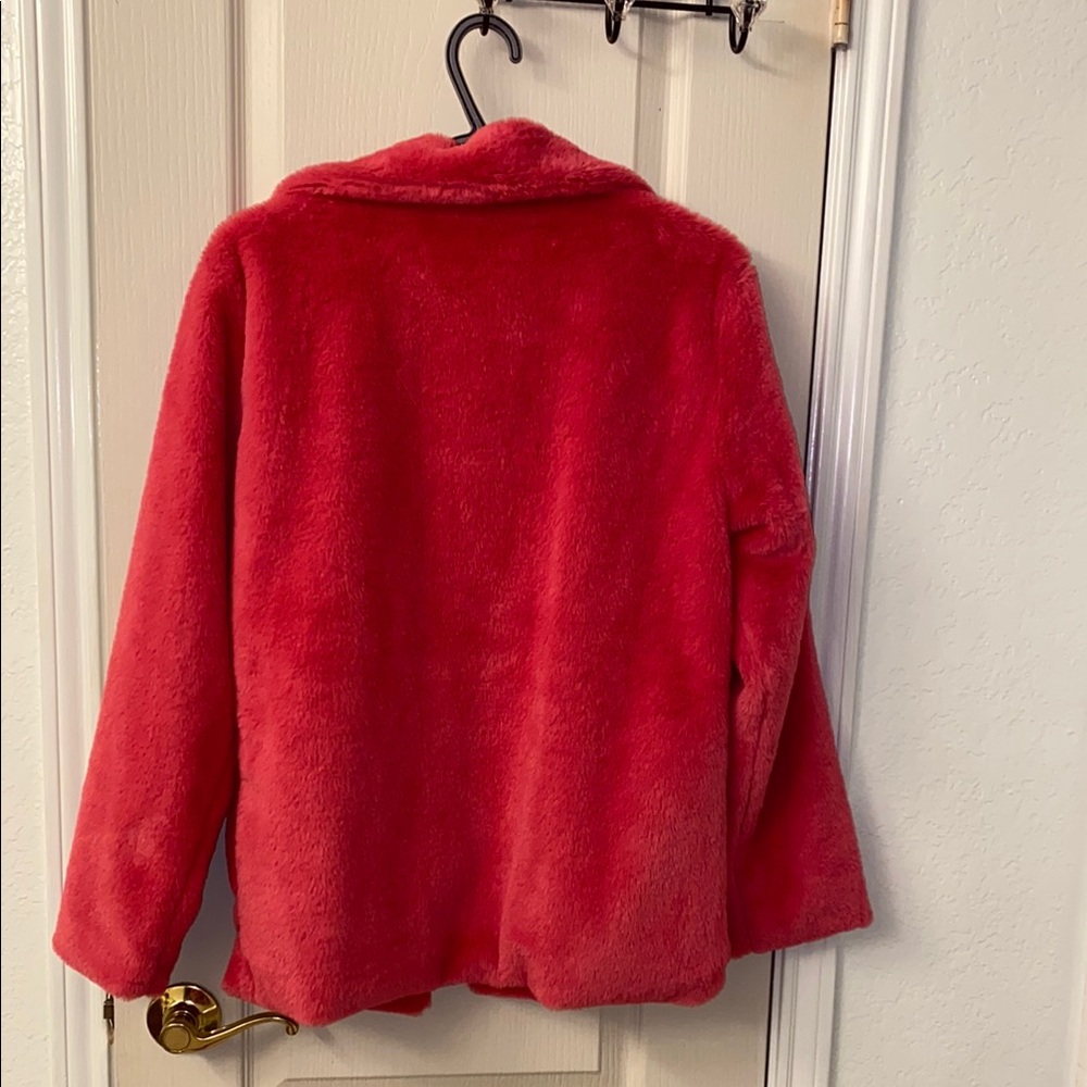 Women's Hot Pink Faux Fur Coat - Picture 2 of 3